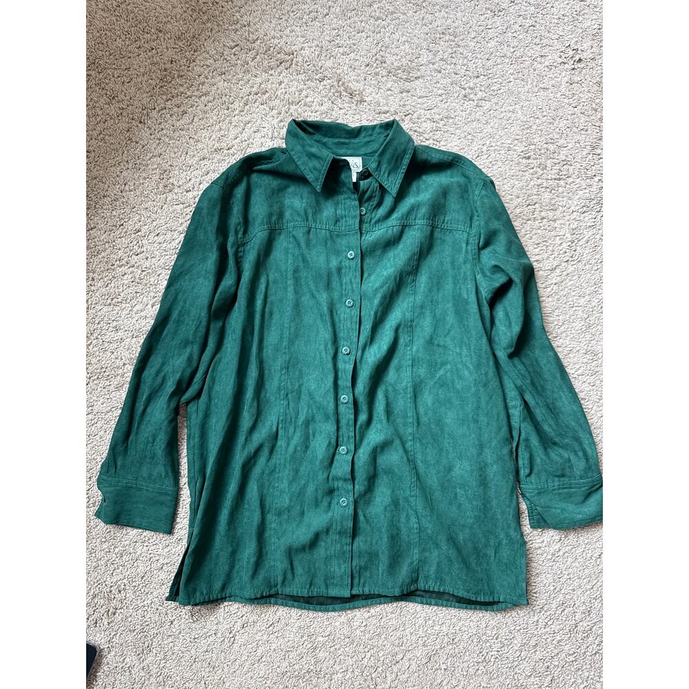 Vintage Basic Editions Green Button-Up Shirt - Extra Large